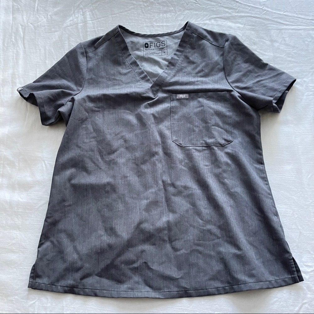Figs Graphite Catarina One-Pocket Scrub Top - M